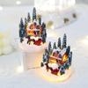 Led Light Christmas Village House Figurines Cartoon Miniature Village Figurine  Desk