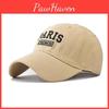 Cotton Paris Embroidered Baseball Cap With Adjustable Fit For Outdoor Sun Protection