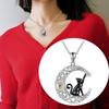 Black Cat Moon Necklace Stylish Jewelry Gift for Wedding Holiday Anniversary