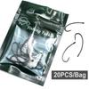 20PCS Long Shank Carp Hooks PTFE Coated Carp Fishing Hook Barbed Fish Hook For Bait Holder Carp Chod Rig Hooks Accessories