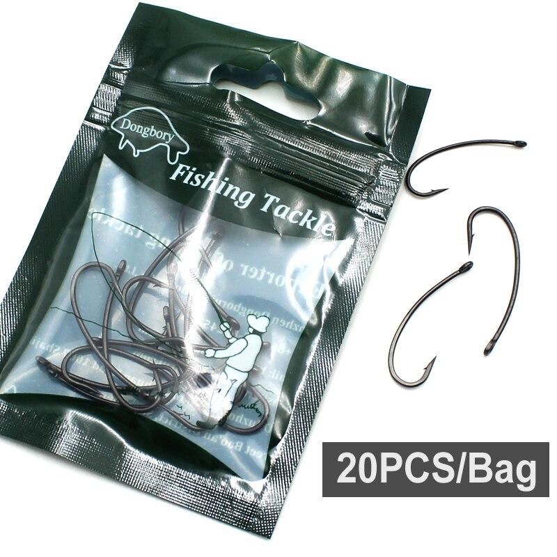 20PCS Long Shank Carp Hooks PTFE Coated Carp Fishing Hook Barbed Fish Hook For Bait Holder Carp Chod Rig Hooks Accessories