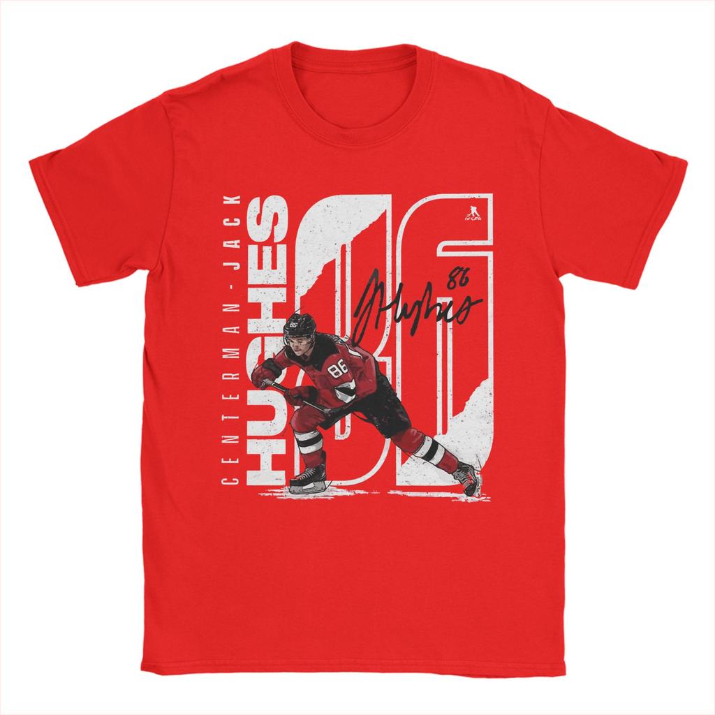 Jack Hughes New Jersey Hockey T Shirt Unisexs Cotton Novelty TShirts Round Neck Tee Shirt Short Sleeve Clothing XL XL
