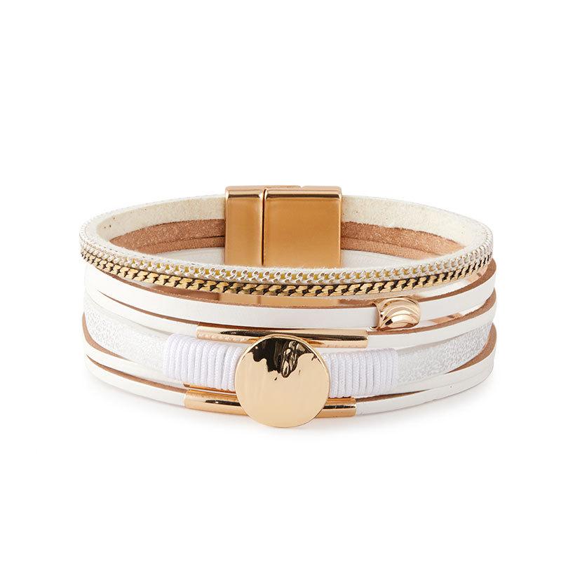 Винтажный плетеный кожаный браслет со стразами для женщин, богемный многослойный широкий браслет, ювелирные изделия для вечеринок, подарки