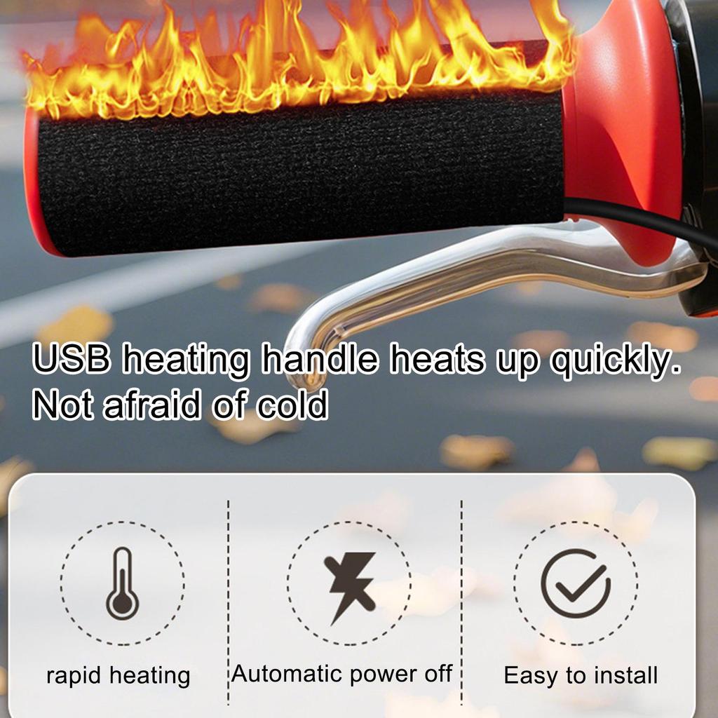 Heated Grips For Motorcycle 3-Temp 5V Wrap Fast Heating Motorcycle Handle Cover For Men Women Highway Daily Touring Biking
