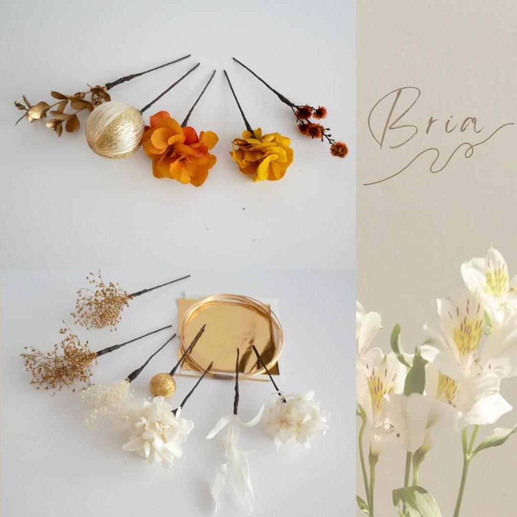 Preserved Flower Hair Kachimori for and Japanese Clothing [Bria] Ornament, (Orange), Coming-of-Age Ceremonies, Graduations, Weddings, Shichi-Go-San,