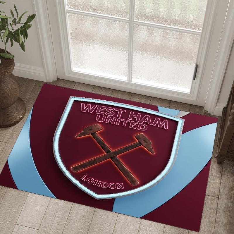 West Ham United Football Design Crystal Velvet Carpet Cozy Non?Slip Printed Rug For Bedroom Living Room Entrance