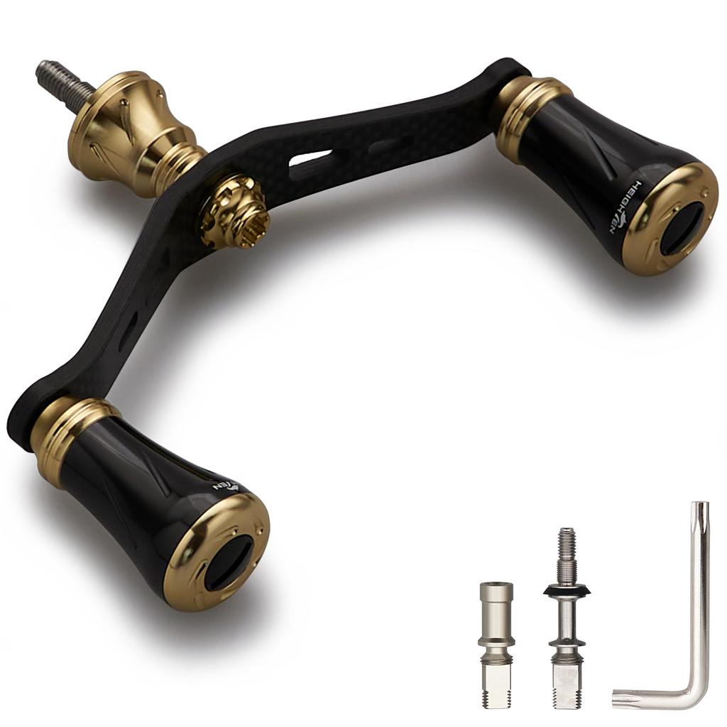 HEIGHTEN 90мм Рукоятка катушки Shimano Daiwa Универсальная Карбоновая ткань Карбоновая кривошипная рукоятка для спиннинговых катушек Шахматная серия Ручка Черная 1.5K (19мм - & Золото)