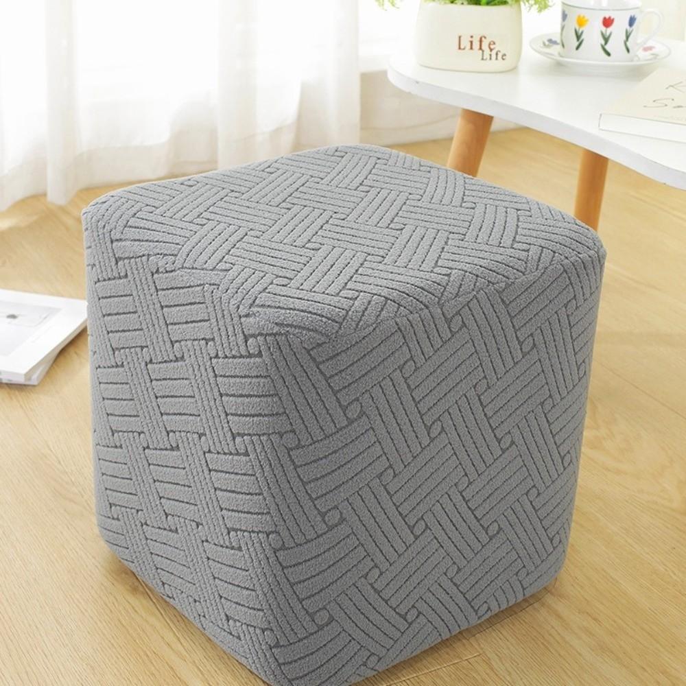 T-Shape Jacquard Ottoman Cover Solid Color Footrest Slipcover New Square Stool Cover Home Decor