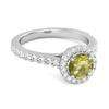 Peridot Round Halo Accents Ring – Sterling Silver