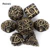 7 Pcs Bronze Stripe Metal Dice Solid Metal Polyhedral Dice Set Suitable for Role-Playing RPG  Board Game Card Game