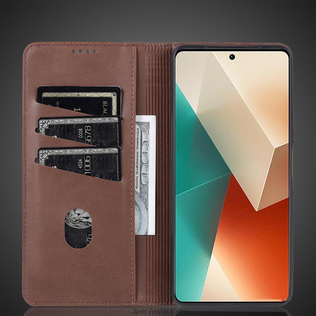 Роскошный магнитный адсорбционный кожаный чехол для Xiaomi Redmi Note 13 5G / Note13 (5G) Защитный чехол с откидной крышкой Capa Fundas Coque