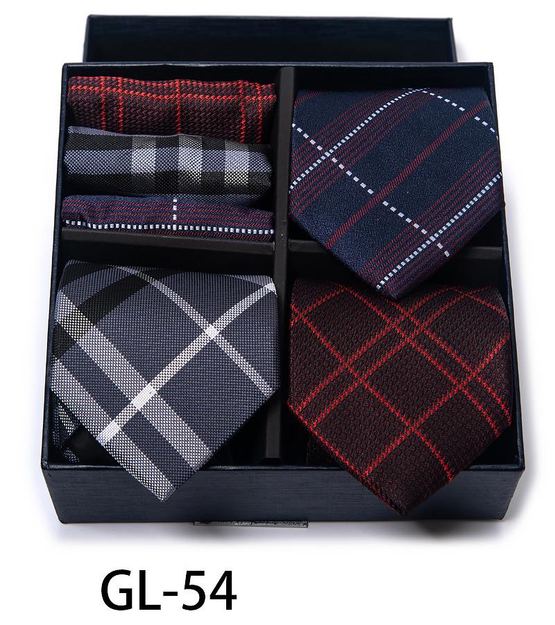Men'S Gift Box Set Tie Fashion Business Net Color Jacquard Tie Square Scarf