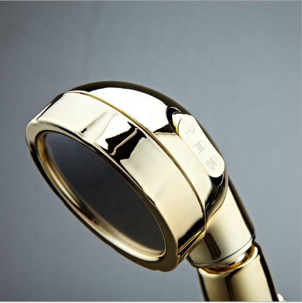 Pause Button 3 Settings Modern Water Saving 360 Degree Adjustable Gold Hand Shower Head