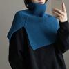 High Collar Women Scarf Accessories Solid Color Wraps Knitted Cape Knitted Shawl Female Wool Scarf