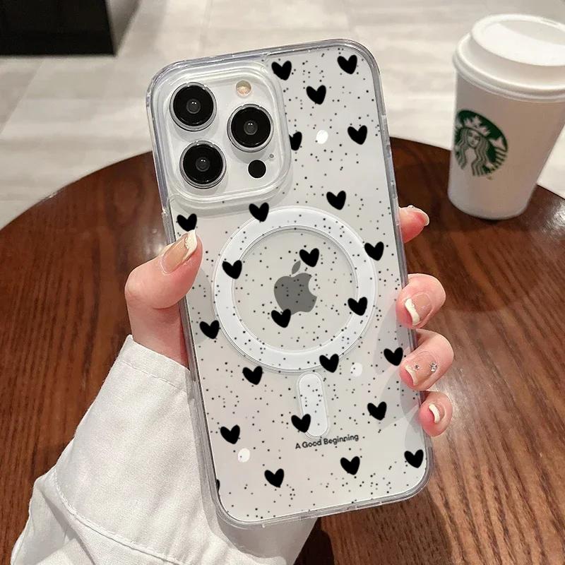 INS Красное Сердце Сексуальный Прозрачный Силиконовый Чехол Для iPhone 15 14 13 12 11 16 17 Pro Max Ударопрочный Прозрачный Для Magsafe ТПУ Чехол