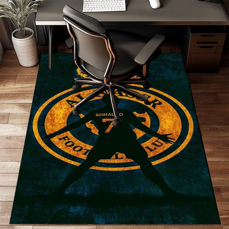Nassr Football Club Crest Printed Office Carpet Chair Cushion Entryway Rug, Rugs for Living Room, Bedroom Christmas gifts