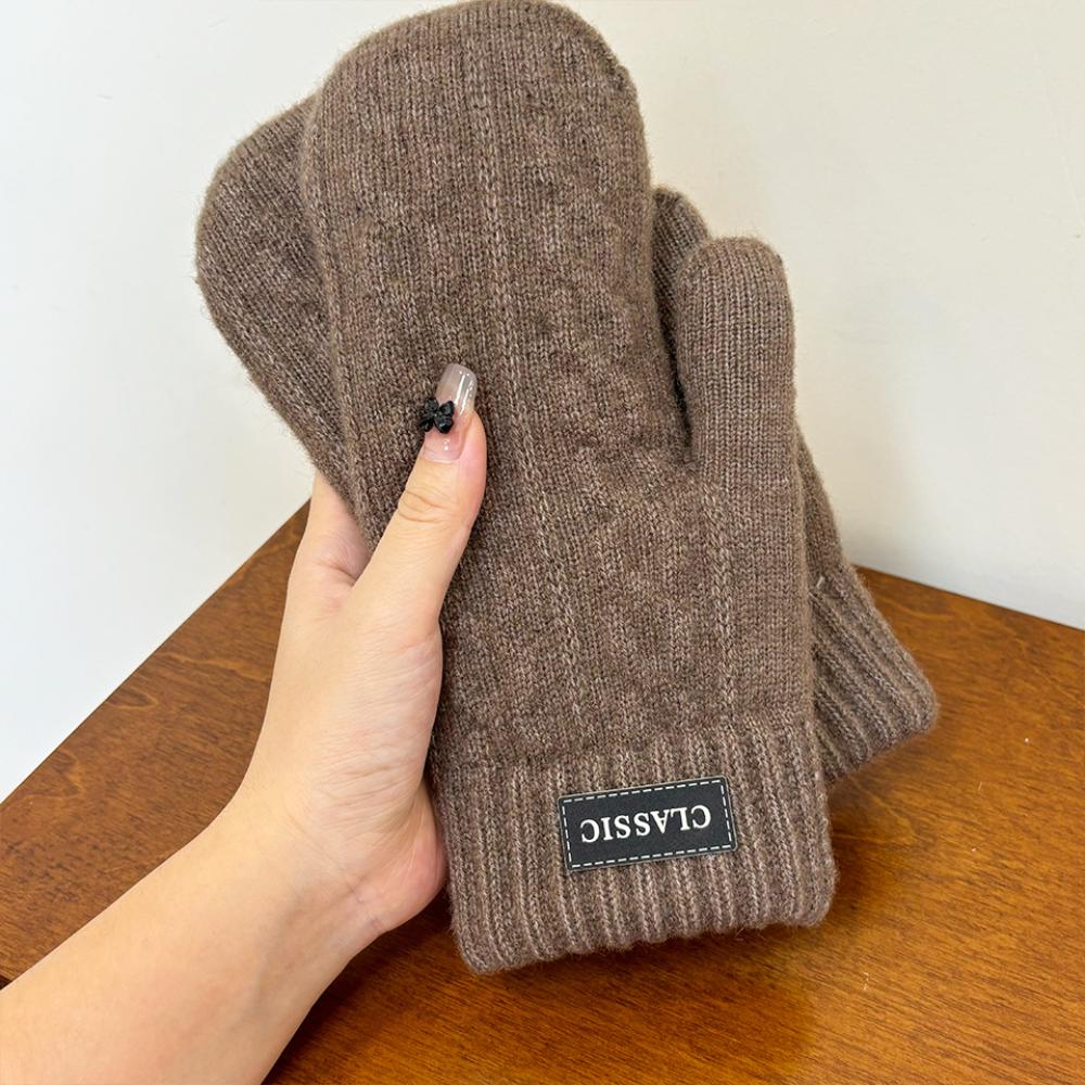 Winter Fashion Warm Knitted Mittens for Men Thickened Windproof Thermal Fleece Lined Gloves Touchscreen Male Full Finger Gloves
