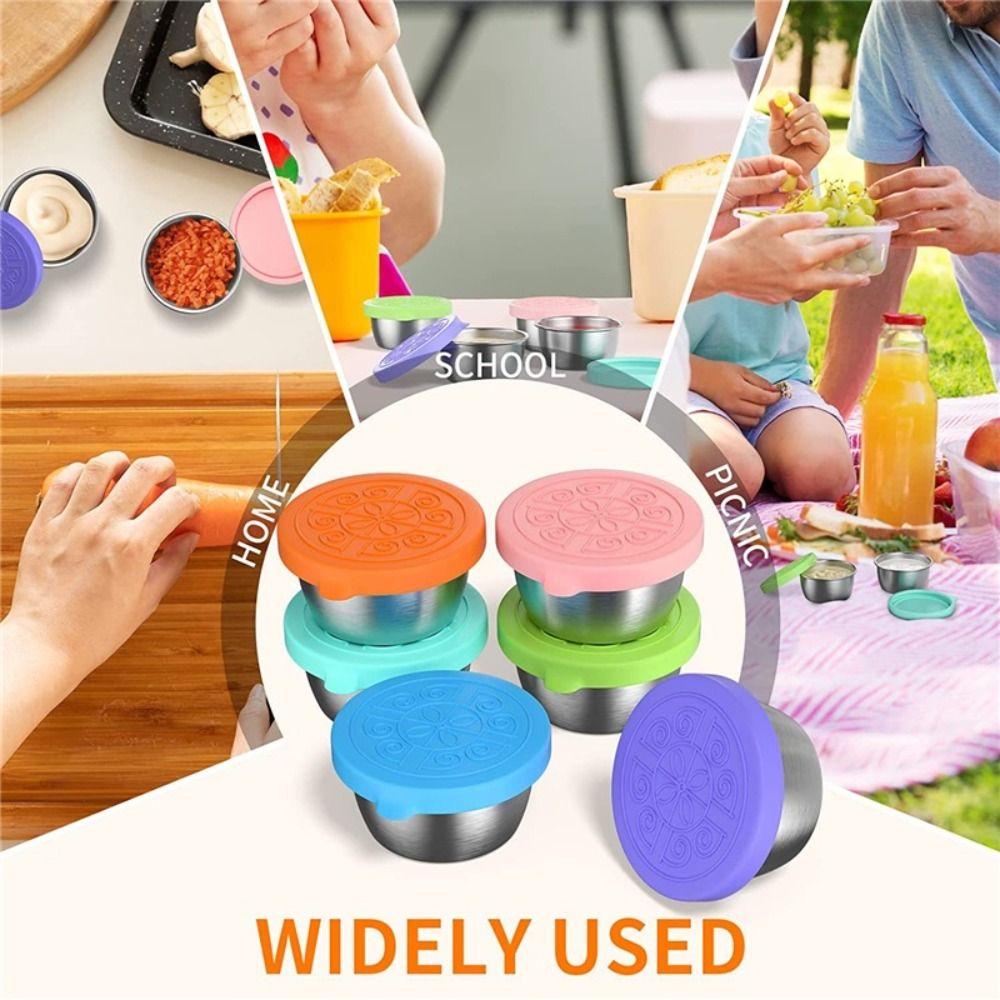 Контейнер для приправ, силиконовая крышка, соусница, нержавеющая сталь, мини-соусница с крышкой, чашка для макания