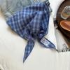 Silk Scarf High-end Sense Niche Design Sense Multi-functional Decorative Small Scarf Cotton and Linen Retro Plaid Headscarf Headband