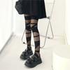Lolita JK Style High Tube Long Socks Nylon Above Knee Stocking Transparent Stripe Stockings  Summer