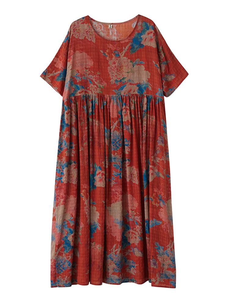 Xitao Женское платье с коротким рукавом и цветочным принтом ZMY1023