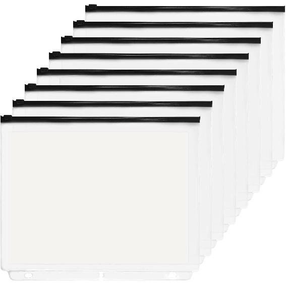YoeeJob 3 Holes Clear PVC Zipper Binder Pocket ert Pages Letter Size, 8 1/2" x 11 Loose Leaf Binder Filing Storage Bags 8 Packs
