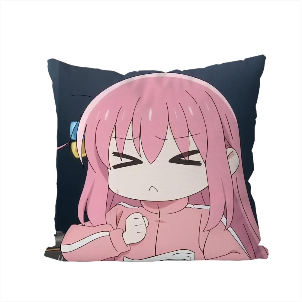 Наволочка для подушки Bocchi The Rock для автомобиля, дивана, декоративная для дома, двусторонняя печать, плюшевая, квадратная, декоративная подушка, чехол