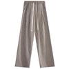 Women's Coffee Pinstripe Wool Pants: Petite 150, High-Waist, Wide/Narrow Leg, Autumn/Winter Drape
