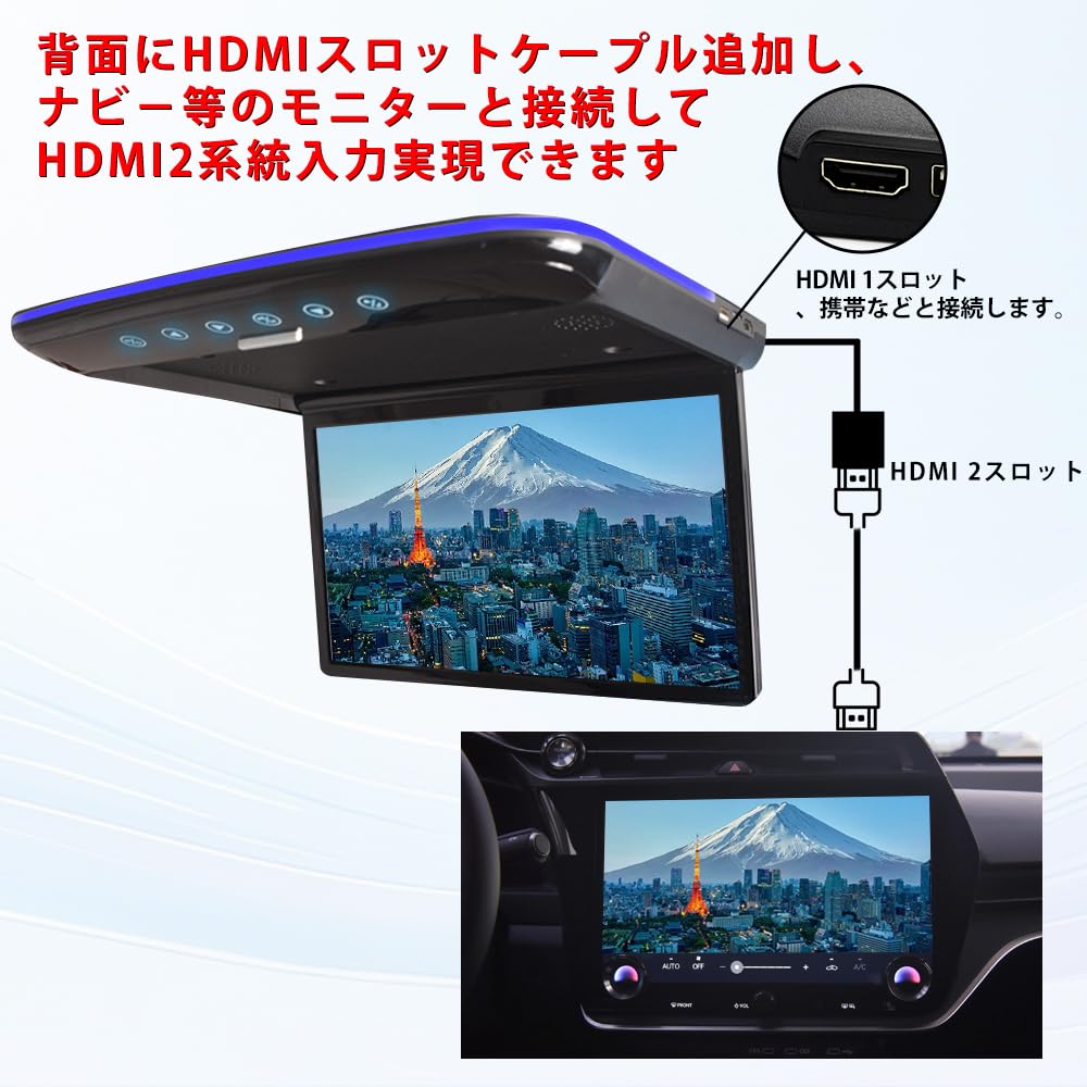 NOAUKA Улучшенный откидной монитор IPS LCD Цифровой откидной монитор ЖК-дисплей со светодиодной подсветкой Совместимый с HDMI Подсветка атмосферы Динамик Японская инструкция
