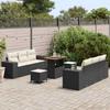 Garden Sofa Set with Cushions 9 pcs Black and Cream Poly Rattan
