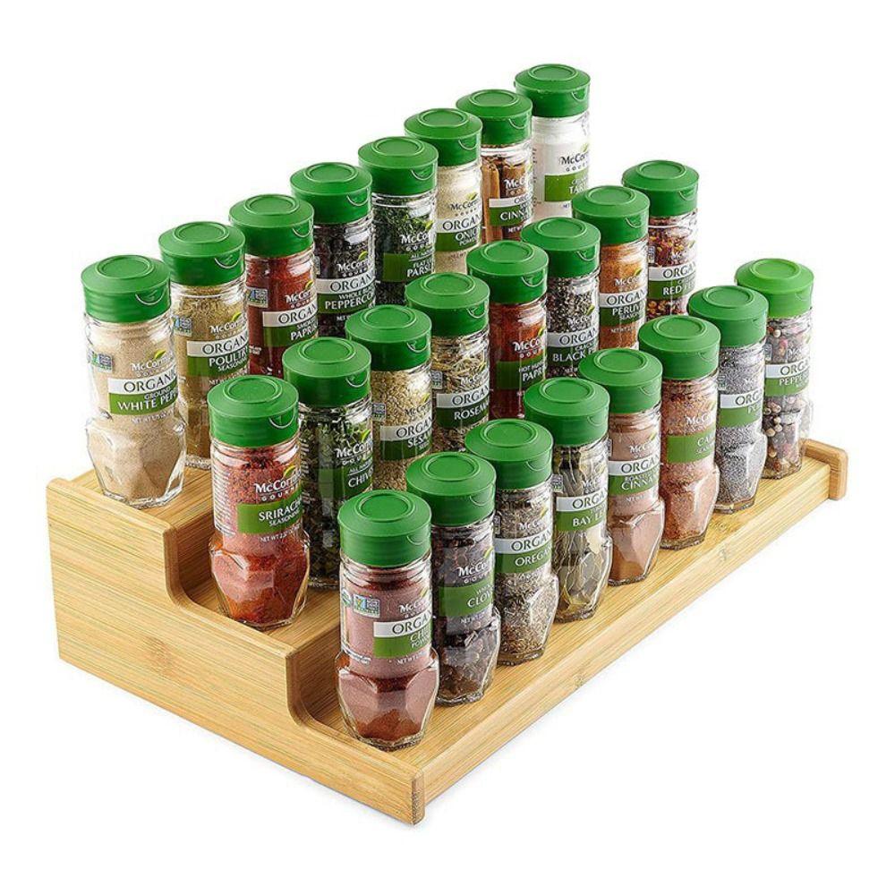 Solid Wooden 3-Tier Spice Rack Space-Saving Seasoning Organizer Spice Jar Storage Set  Restaurant