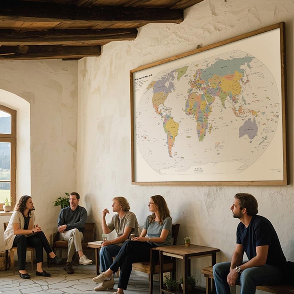 World Map Wall Decor,Home Office Decor,Gift for Geography Lovers,Educational Artwork,Wall Decor,Travel Supplies