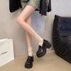 Британский стиль платформа одинарная обувь квадратный каблук высокий каблук маленькие кожаные туфли женские весна и осень с юбкой ретро увеличивающая рост толстый каблук лоферы