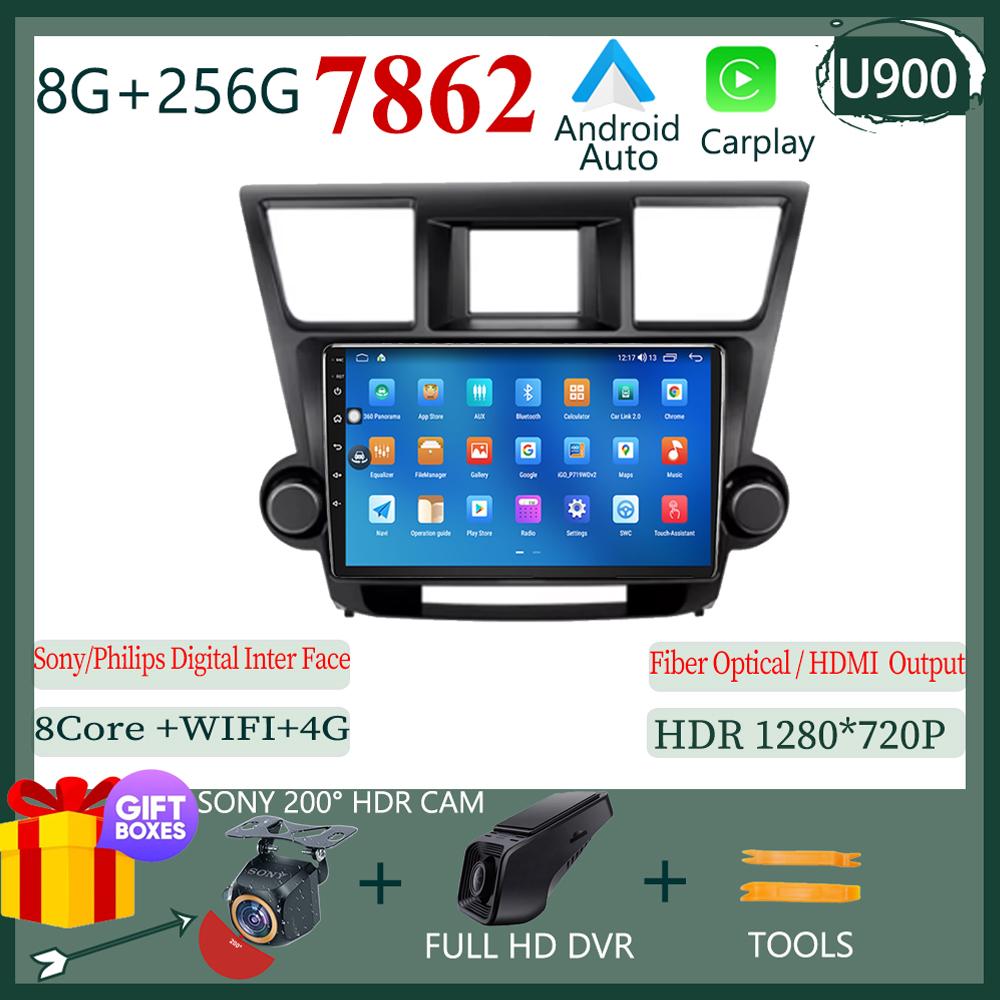 Android Для Toyota Highlander 2 XU40 2007-2013 Мультимедийный плеер Навигация Радио Стерео 5G BT БЕЗ 2DIN DVD WIFI HDR Экран BT