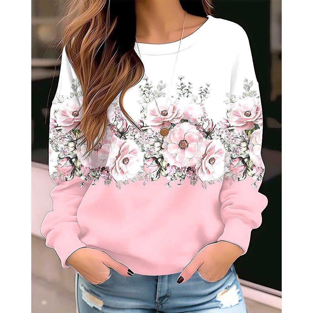 Осенние и зимние новинки европейских и американских женских толстовок, спортивной одежды, одежды с длинными рукавами с цветочным принтом на 3D-принтере