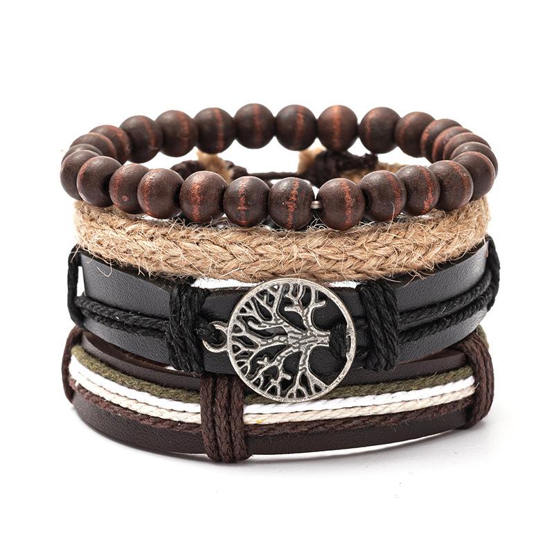 9 Styles Vintage Leather Bracelet for Women Men Woven Bracelet Set Punk Style Men's Multi-layer Braided Bracelet Charm Jewelry Gifts