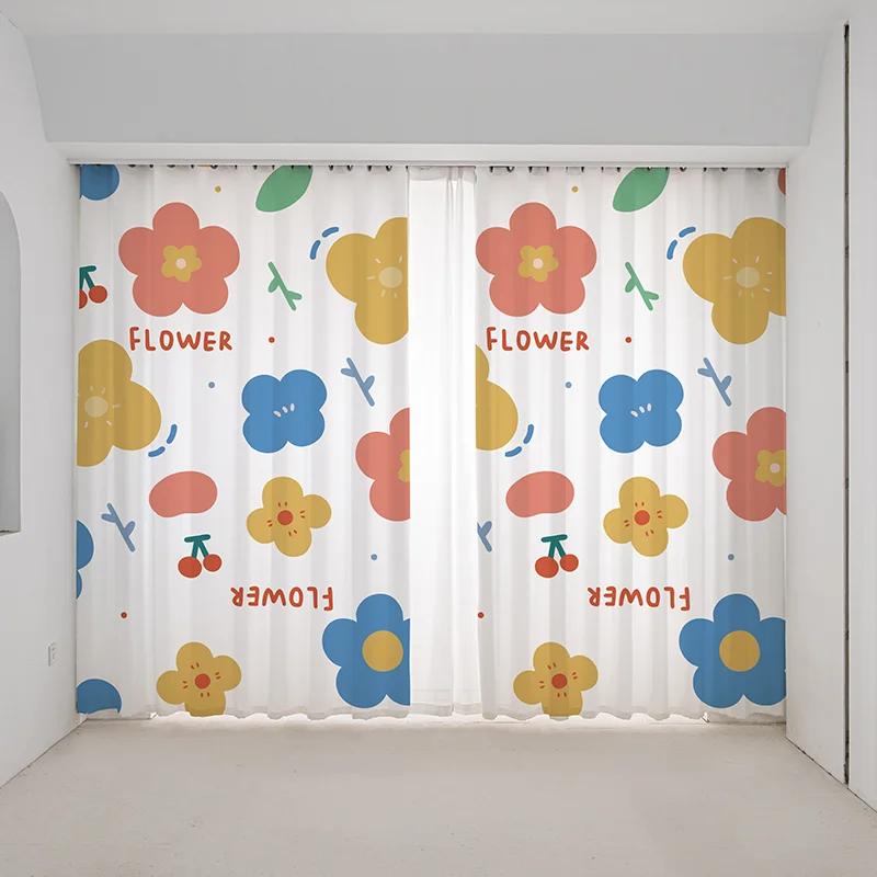 Мультяшный забавный кролик медведь милый Ins розовый девочка детская комната спальня детский сад полузатемняющие жалюзи занавеска высокое затенение 2панели