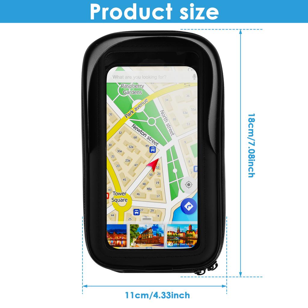 Bike Phone Holder Bag Waterproof Motorcycle Handlebar Bag 360° Rotatable Bicycle Pouch Touch Screen Phone Mount Accessories