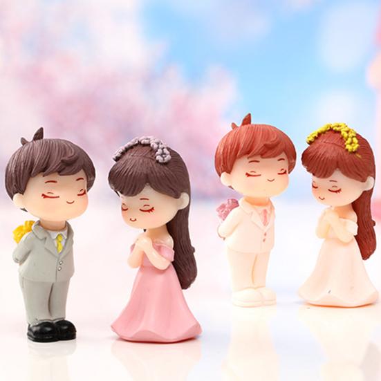 1 Pair Couple Cartoon Anti-crack Figures Marry Clear Texture Standing Decorate Scene Layout Proposal Wedding Couple Ornaments