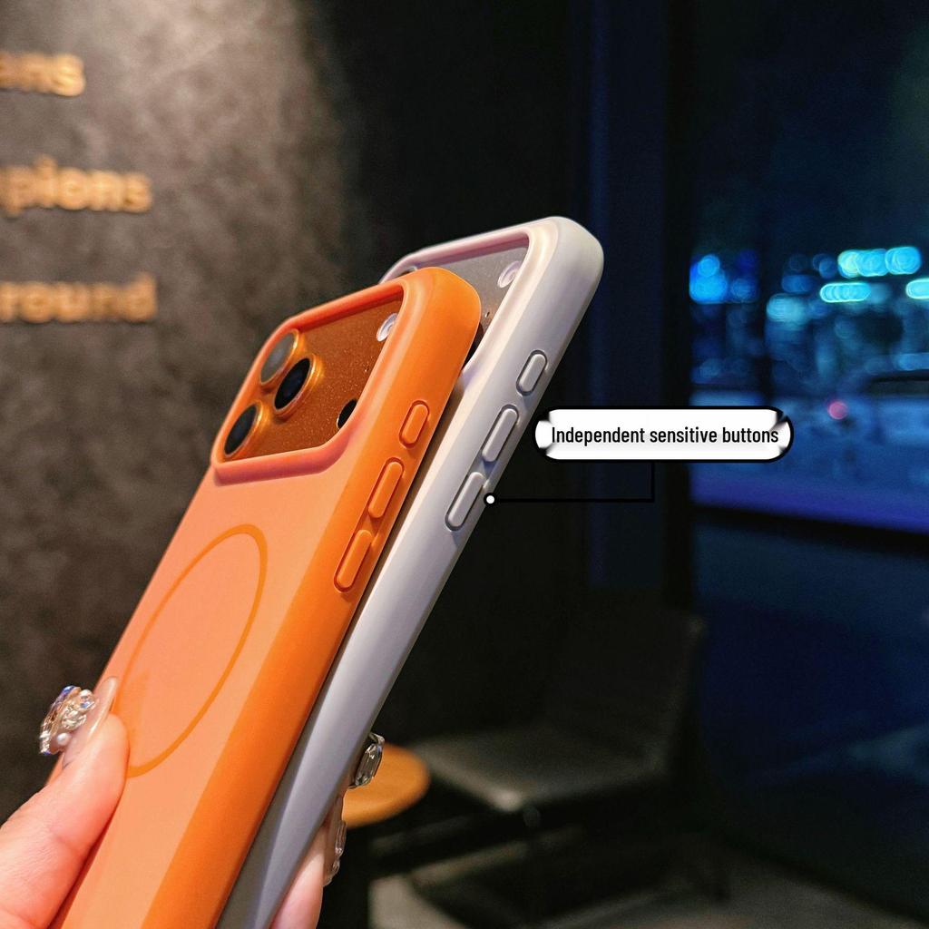 Тонкий магнитный кольцо-держатель для iPhone 16/17 Pro Max, двухцветный, с покрытием, приятным на ощупь, противоударный, матовый чехол