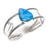 Natural Larimar Gemstone 925 Sterling Silver Cuff Bangle Adjustable T9r14