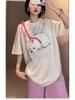 Women's Cute Cartoon Puppy Flocked Short Sleeve T-Shirt - Slimming Summer Casual Top