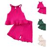 Girls' Off-Shoulder Set - Sleeveless Top & Flounce Shorts