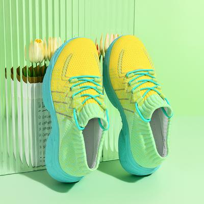 Женские Новые 2025 Весенние Повседневные Спортивные Дышащие Толстая Подошва Туфли В Старом Стиле Удобные Туфли из Сетки Flyknit