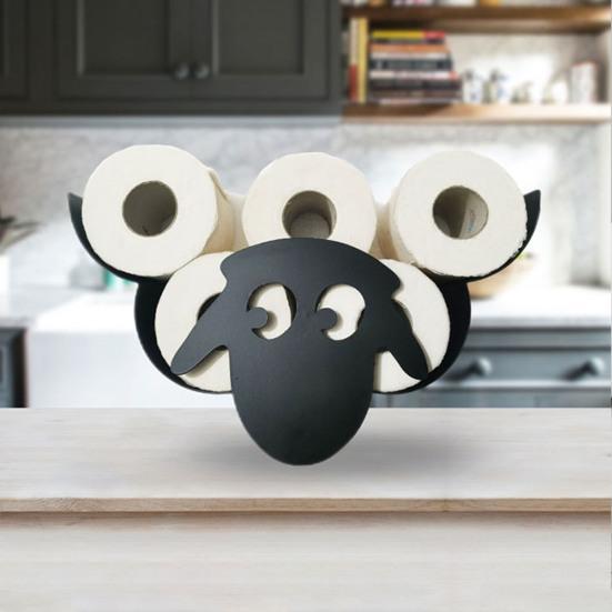 Подставка для туалетной бумаги настенное крепление с высокой несущей способностью, большой вместимости, милый органайзер для рулонов бумаги в виде овцы с большими глазами, аксессуары для ванной комнаты