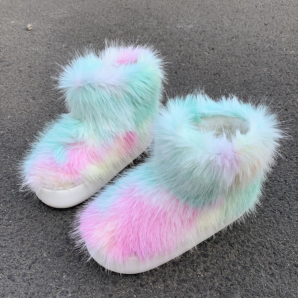 Модные зимние женские сапоги с круглым носком, плоские туфли для женщин, плюшевые зимние сапоги на платформе, уличные ботильоны на среднем каблуке для женщин