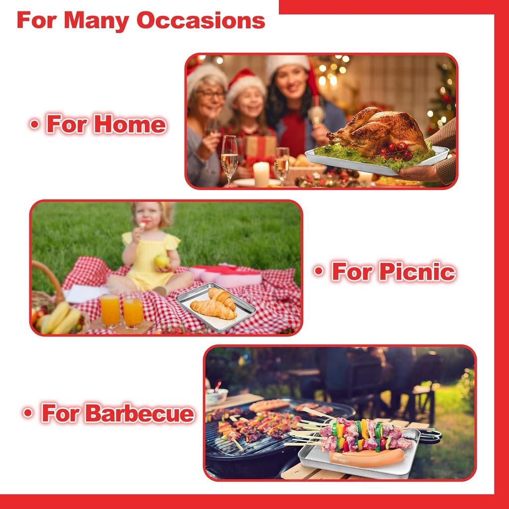 Противни для выпечки, Противень из нержавеющей стали - 12,4 x 10 x 1 дюйм, Нетоксичный и здоровый, Зеркальная полировка и Легко чистить,