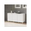 Buffet moderne - MUVOE - Commode laquée - 2 tiroirs - 6 compartiments - Blanc doré
