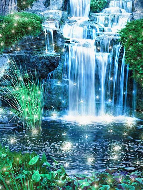 5d Алмазная картина Водопад Мозаика Пейзаж DIY Алмазная вышивка Природа Горная стена Искусство Рукоделие