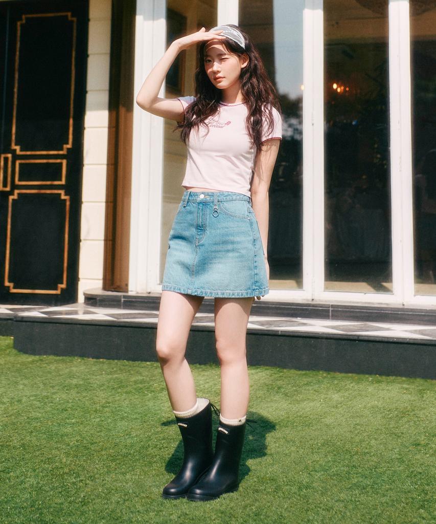 Covernat Woman Denim Mini Skirt Blue